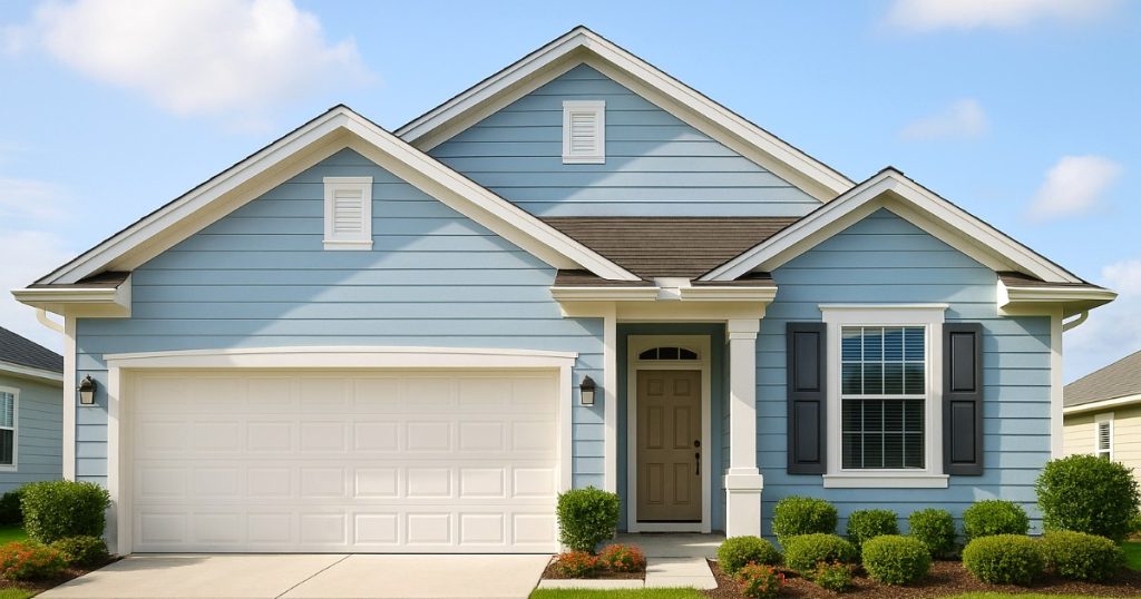 Repaired and painted stucco exterior on an Orlando, Florida home