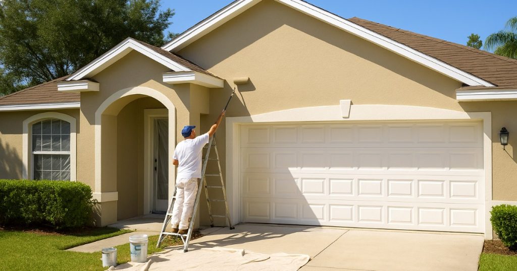 Newly painted new construction home exterior in Orlando